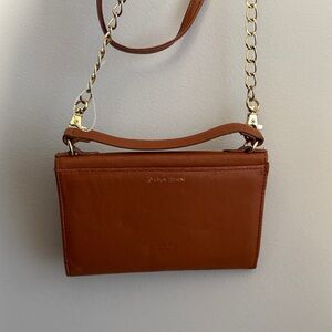 Calvin Klein Tan Leather Crossbody Bag
